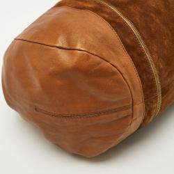 Pre Owned Jimmy Choo Brown Leather and Suede Mandah Expandable Hobo