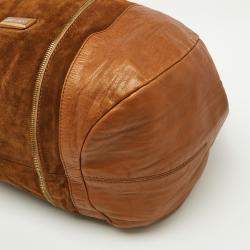 Pre Owned Jimmy Choo Brown Leather and Suede Mandah Expandable Hobo