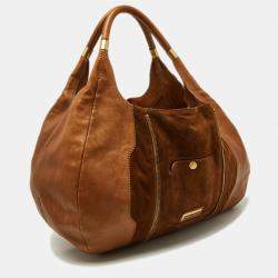 Pre Owned Jimmy Choo Brown Leather and Suede Mandah Expandable Hobo