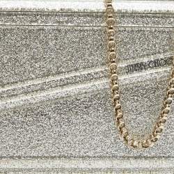Pre Owned Jimmy Choo Silver Glitter Acrylic and Leather Candy Chain Clutch