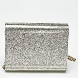 Pre Owned Jimmy Choo Silver Glitter Acrylic and Leather Candy Chain Clutch