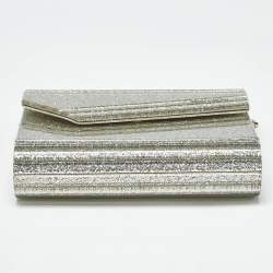 Pre Owned Jimmy Choo Silver Glitter Acrylic and Leather Candy Chain Clutch