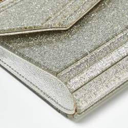 Pre Owned Jimmy Choo Silver Glitter Acrylic and Leather Candy Chain Clutch
