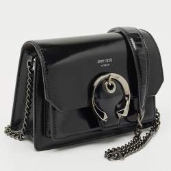 Pre Owned Jimmy Choo Black Glossy Leather Madeline Shoulder Bag