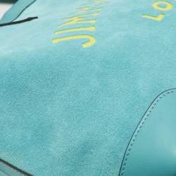 Pre Owned Jimmy Choo Malibu Green Towelling Fabric Logo Tote