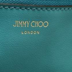 Pre Owned Jimmy Choo Malibu Green Towelling Fabric Logo Tote