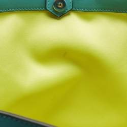 Pre Owned Jimmy Choo Malibu Green Towelling Fabric Logo Tote