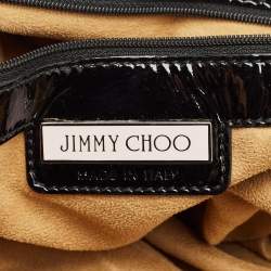 Pre Owned Jimmy Choo Black Patent Leather Sasha Star Studded Tote