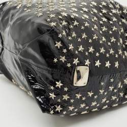 Pre Owned Jimmy Choo Black Patent Leather Sasha Star Studded Tote