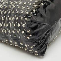 Pre Owned Jimmy Choo Black Patent Leather Sasha Star Studded Tote