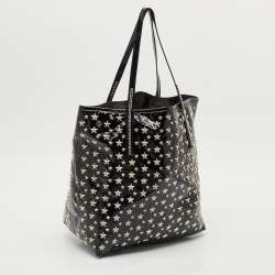 Pre Owned Jimmy Choo Black Patent Leather Sasha Star Studded Tote