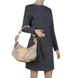 Jimmy Choo Light Brown Suede Swarovski Grant Hobo