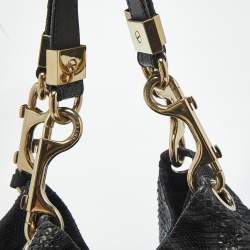 Pre Owned Jimmy Choo Black Python Lola Hobo