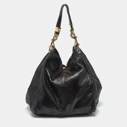 Pre Owned Jimmy Choo Black Python Lola Hobo