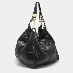 Pre Owned Jimmy Choo Black Python Lola Hobo