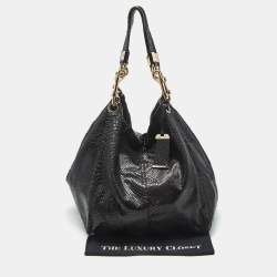 Pre Owned Jimmy Choo Black Python Lola Hobo