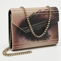 Pre Owned Jimmy Choo Multicolor Holographic Eye Acrylic Candy Chain Clutch