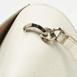 Pre Owned Jimmy Choo White Leather Madeline Top Handle Bag