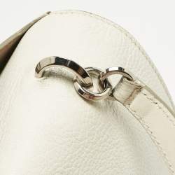 Pre Owned Jimmy Choo White Leather Madeline Top Handle Bag