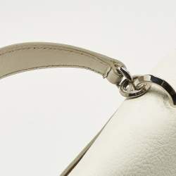 Pre Owned Jimmy Choo White Leather Madeline Top Handle Bag