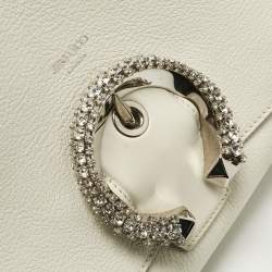 Pre Owned Jimmy Choo White Leather Madeline Top Handle Bag
