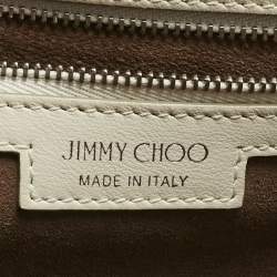 Pre Owned Jimmy Choo White Leather Madeline Top Handle Bag