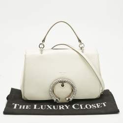Pre Owned Jimmy Choo White Leather Madeline Top Handle Bag