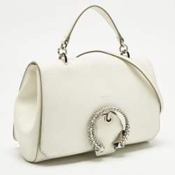 Pre Owned Jimmy Choo White Leather Madeline Top Handle Bag