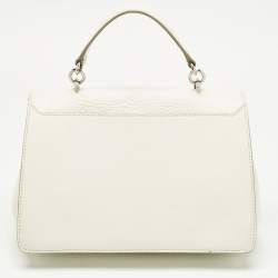 Pre Owned Jimmy Choo White Leather Madeline Top Handle Bag