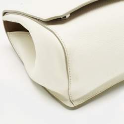 Pre Owned Jimmy Choo White Leather Madeline Top Handle Bag