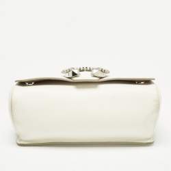 Pre Owned Jimmy Choo White Leather Madeline Top Handle Bag