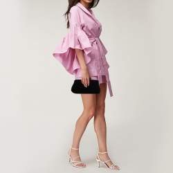 Pre Owned Jimmy Choo Black Suede Metal Knot Cara Clutch