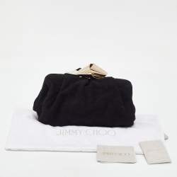 Pre Owned Jimmy Choo Black Suede Metal Knot Cara Clutch