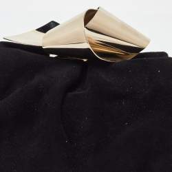 Pre Owned Jimmy Choo Black Suede Metal Knot Cara Clutch