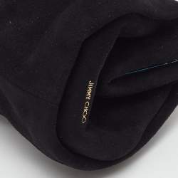 Pre Owned Jimmy Choo Black Suede Metal Knot Cara Clutch