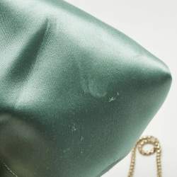 Pre Owned Jimmy Choo Mint Green Satin Crystals Bon Bon Bucket Bag 