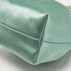 Pre Owned Jimmy Choo Mint Green Satin Crystals Bon Bon Bucket Bag 