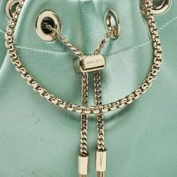 Pre Owned Jimmy Choo Mint Green Satin Crystals Bon Bon Bucket Bag 