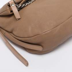 Pre Owned Jimmy Choo Beige Leather Boho Biker Chain Messenger Bag