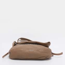 Pre Owned Jimmy Choo Beige Leather Boho Biker Chain Messenger Bag