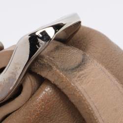 Pre Owned Jimmy Choo Beige Leather Boho Biker Chain Messenger Bag