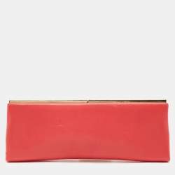 Pre Owned Jimmy Choo Red Leather Long Frame Clutch