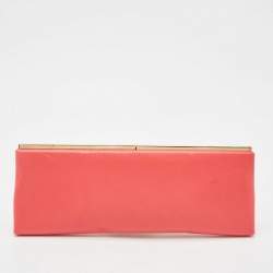 Pre Owned Jimmy Choo Red Leather Long Frame Clutch
