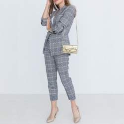 Pre Owned Jimmy Choo Gold Quilted Leather Avenue Wallet On Chain