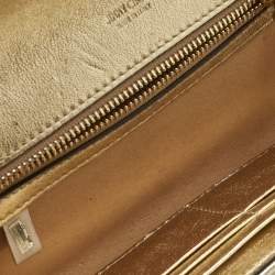 Pre Owned Jimmy Choo Gold Quilted Leather Avenue Wallet On Chain