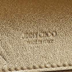 Pre Owned Jimmy Choo Gold Quilted Leather Avenue Wallet On Chain
