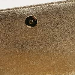 Pre Owned Jimmy Choo Gold Quilted Leather Avenue Wallet On Chain