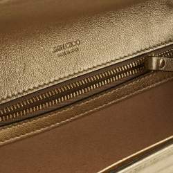 Pre Owned Jimmy Choo Gold Quilted Leather Avenue Wallet On Chain