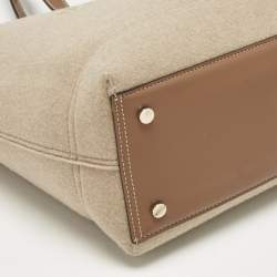 Pre Owned Jimmy Choo Beige/Brown Felt and Leather Logo Tote