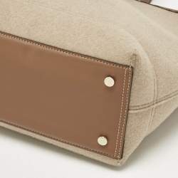 Pre Owned Jimmy Choo Beige/Brown Felt and Leather Logo Tote